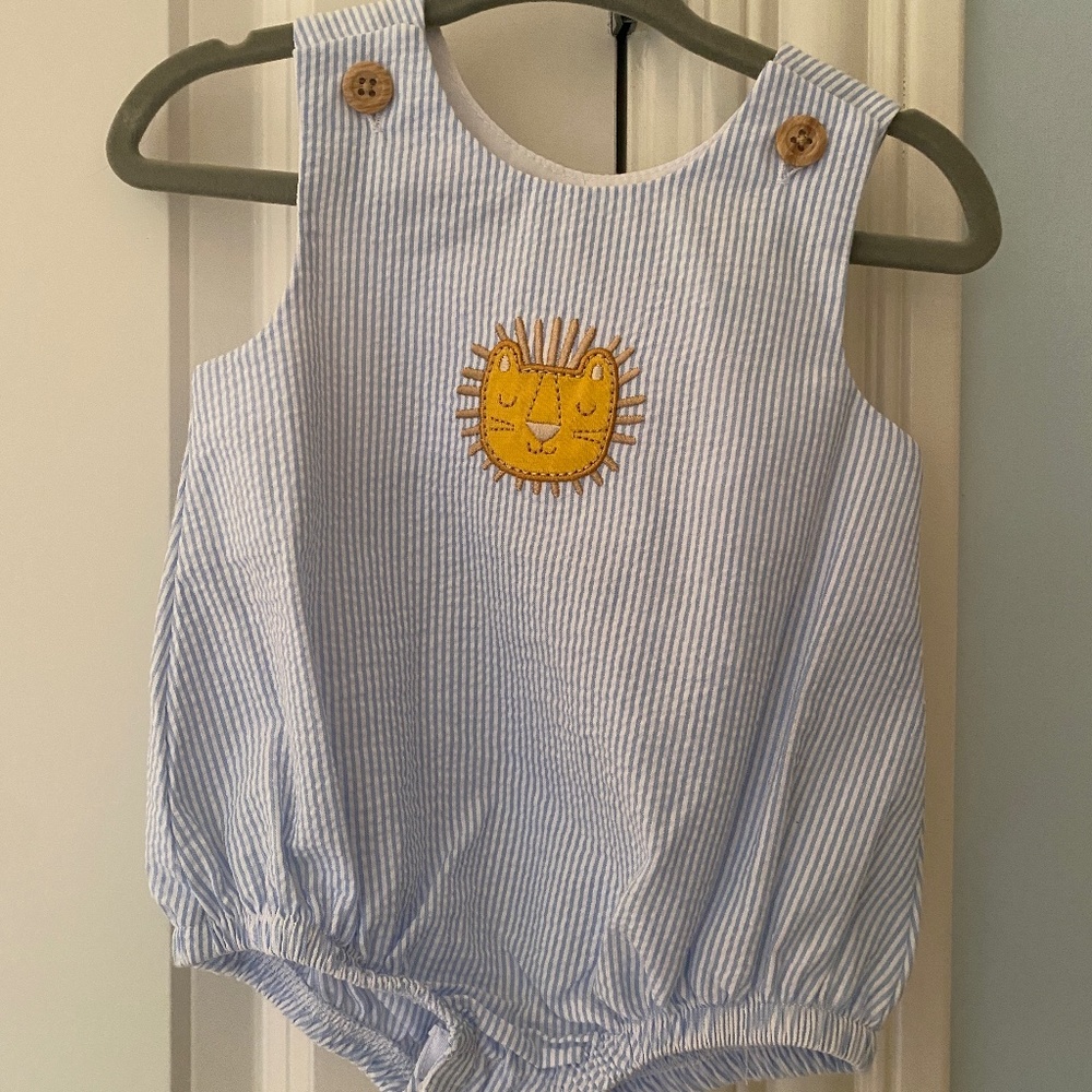 Starting Out lion seersucker 0-3mos boy bubble